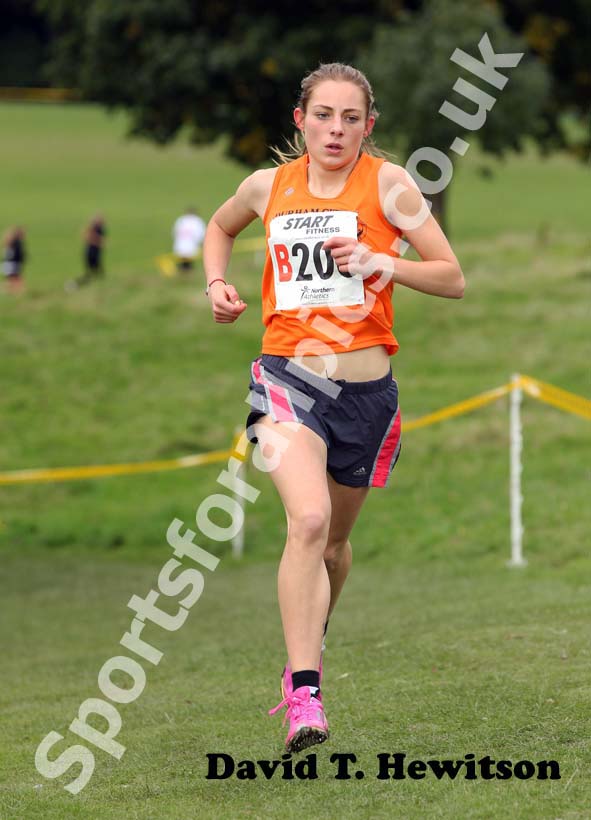 Chloe Price (Durham City) on the second leg of the Northern Cross Country Relay, Graves Park, Sheffield.
